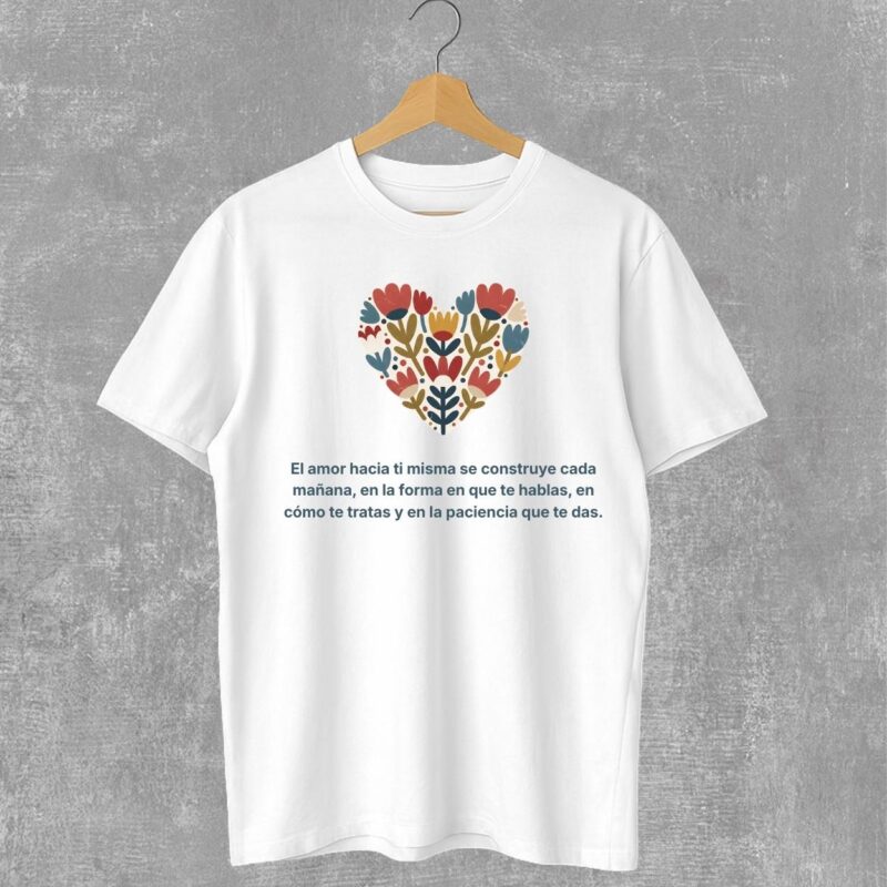 Playera corazón flores